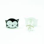 Black Cat Earrings - Sterling Silver Posts Stud..