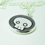 Skull Necklace - Grey Emo Punk Kawaii Cute Silver..