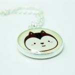 Chipmunk Necklace - Brown Kawaii Cute Cream Silver..