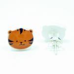 Tiger Earrings - Orange Black Sterling Silver..
