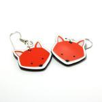 Fox Acrylic Charm Earrings On Surgical Steel Hooks