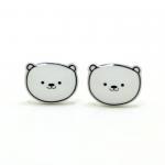 Polar Bear Earrings - Sterling Silver Posts Studs..