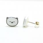 Polar Bear Earrings - Sterling Silver Posts Studs..