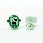 Timmy The Green Pirate Monster Earrings - Sterling..
