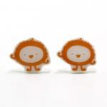 Fluffy Orange Monster Earrings - Sterling Silver..