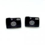 Camera Earrings - Black Sterling Silver Posts..