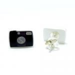 Camera Earrings - Black Sterling Silver Posts..