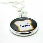 French Toast Necklace - Kawaii Cute Silver Plated..