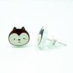Chipmunk Earrings - Brown Sterling Silver Posts..
