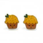 Yellow Cupcake Earrings - Sterling Silver Posts..