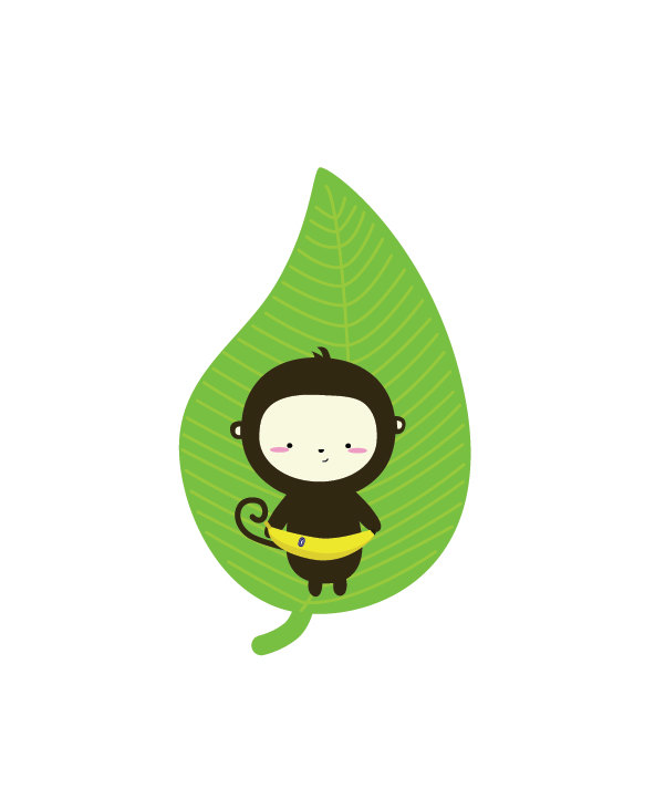 Banana Leaf Monkey 8x10 Print