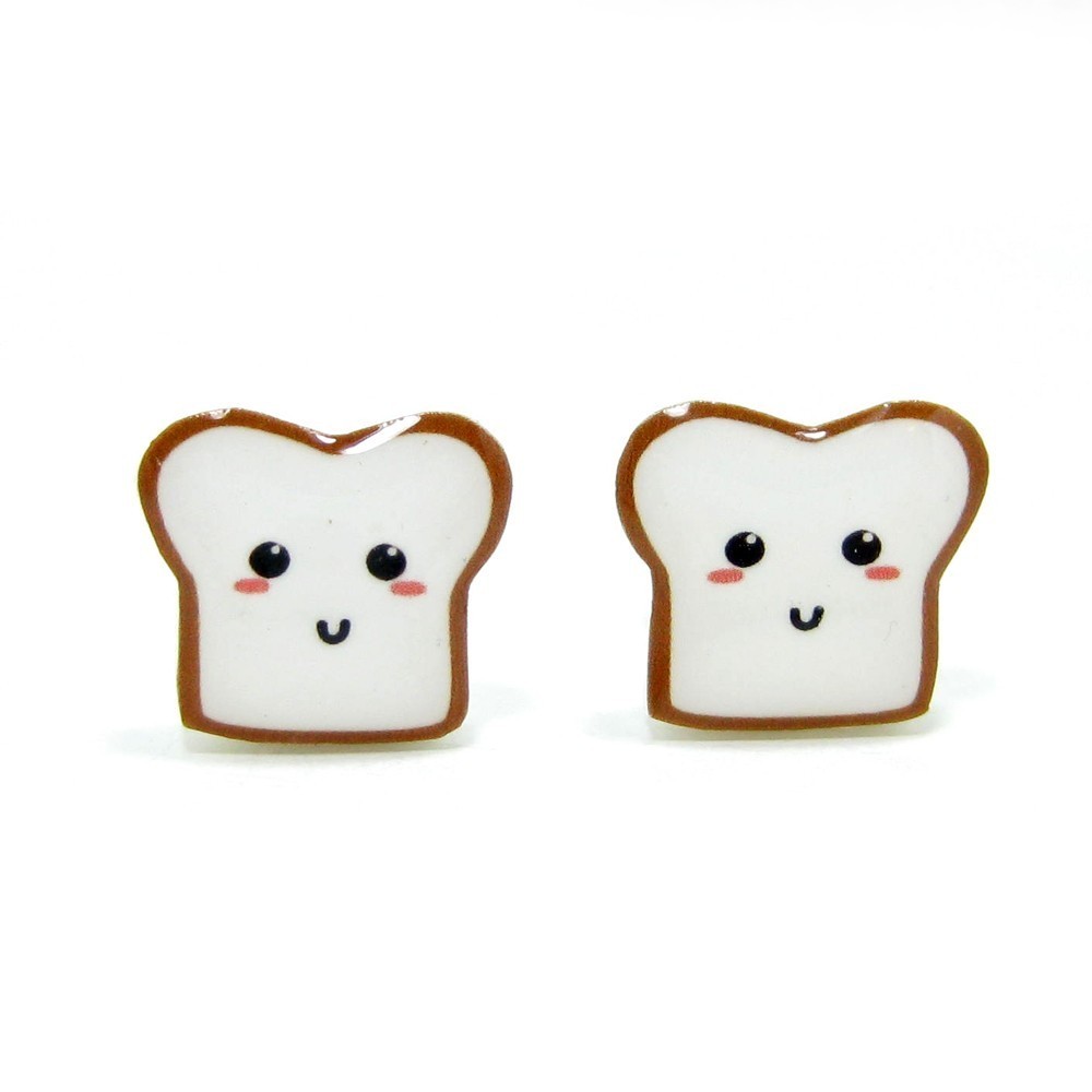Bread Buddy 1 Toast Earrings - Sterling Silver Posts Studs