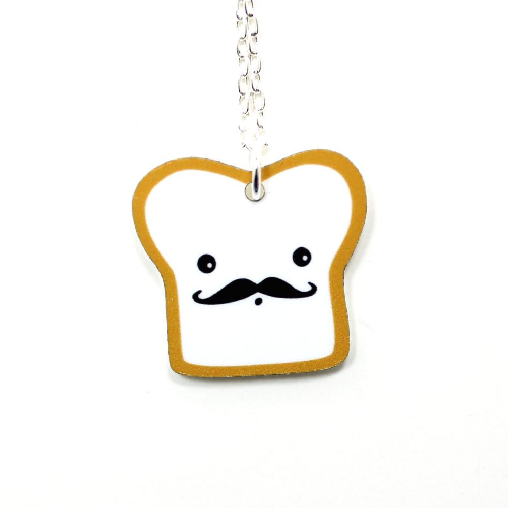 French Toast Acrylic Charm Necklace On Silver Plated Chain on Luulla