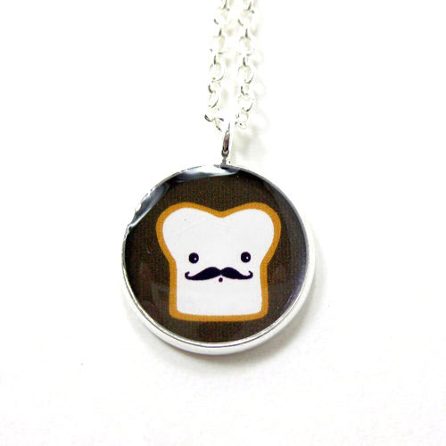 French Toast Necklace - Kawaii Cute Silver Plated 17 Inch
